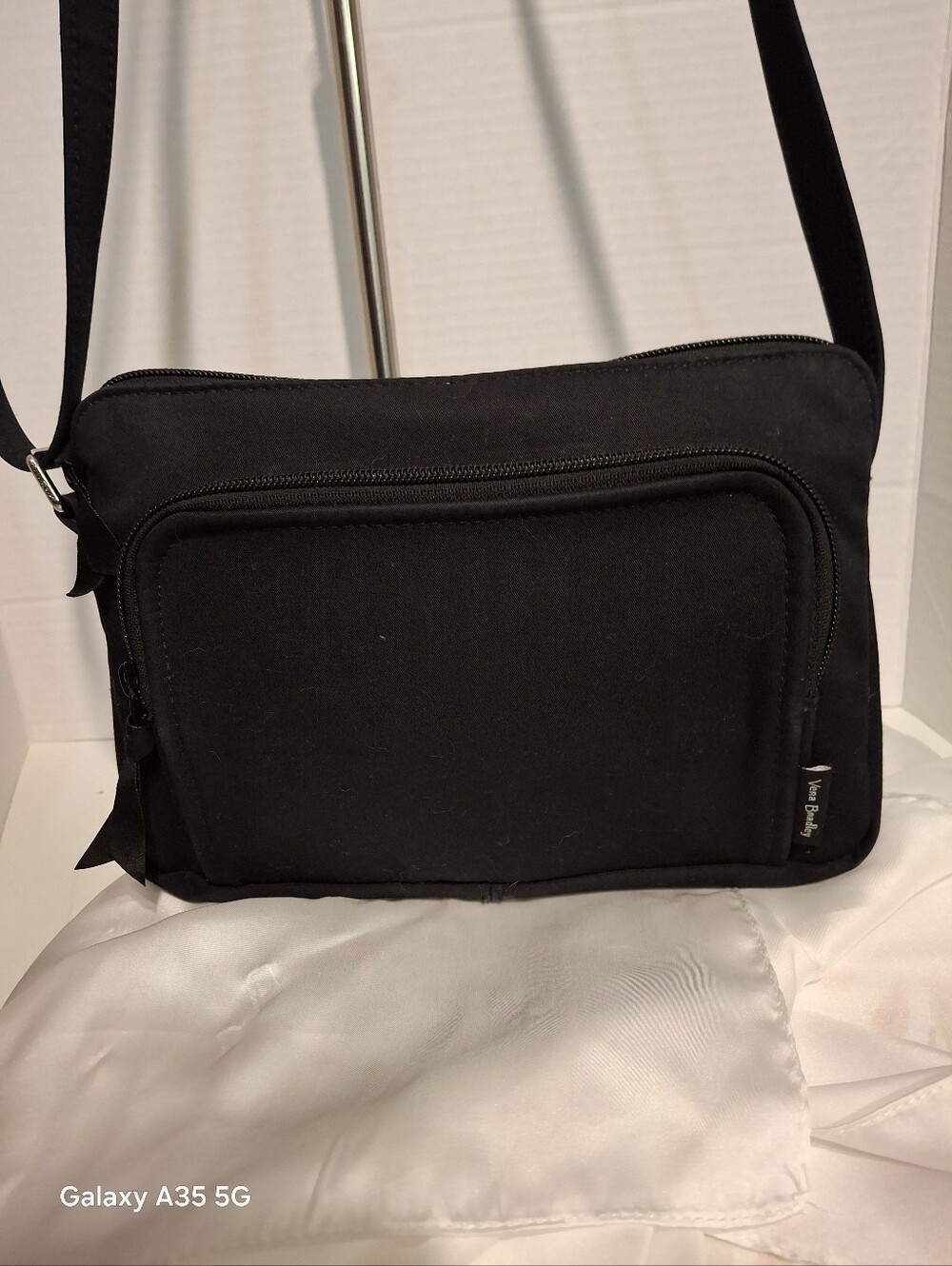 Vera Bradley Sweet Blue Garden  black quilted multi-pockets crossbody bag